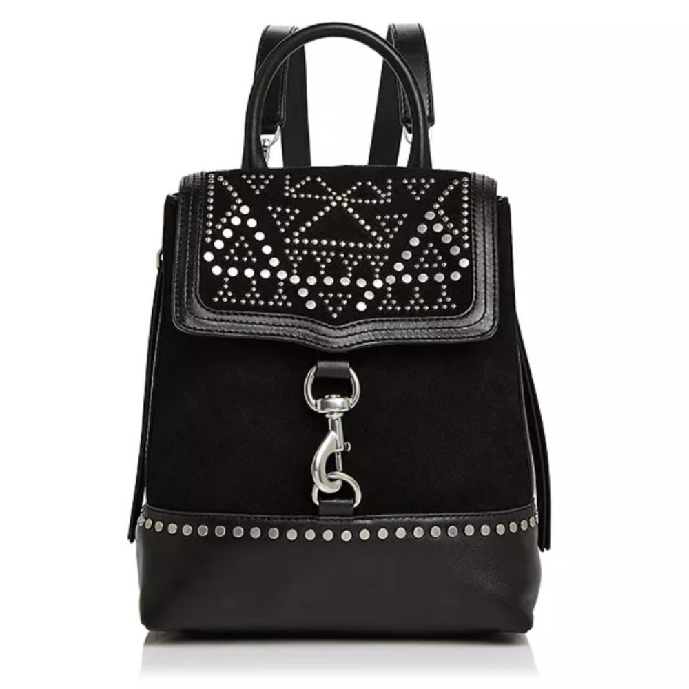 Rebecca MinkoffBree Studded Suede & Leather Convertible Backpack Black